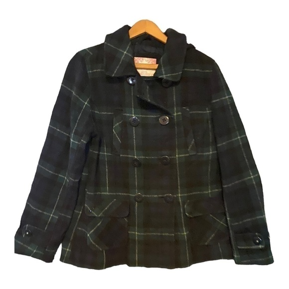 Duck Head Jeans Co Womens Wool Blend Plaid Hooded Jacket Size Medium Peacoat - Picture 3 of 7